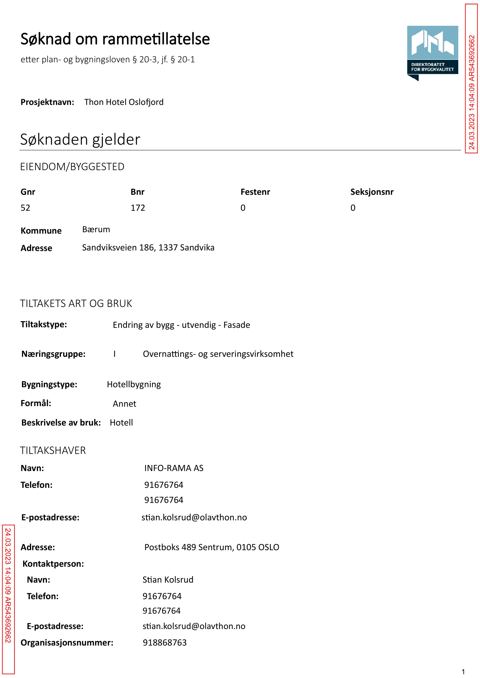 Søknad om rammetillatelse