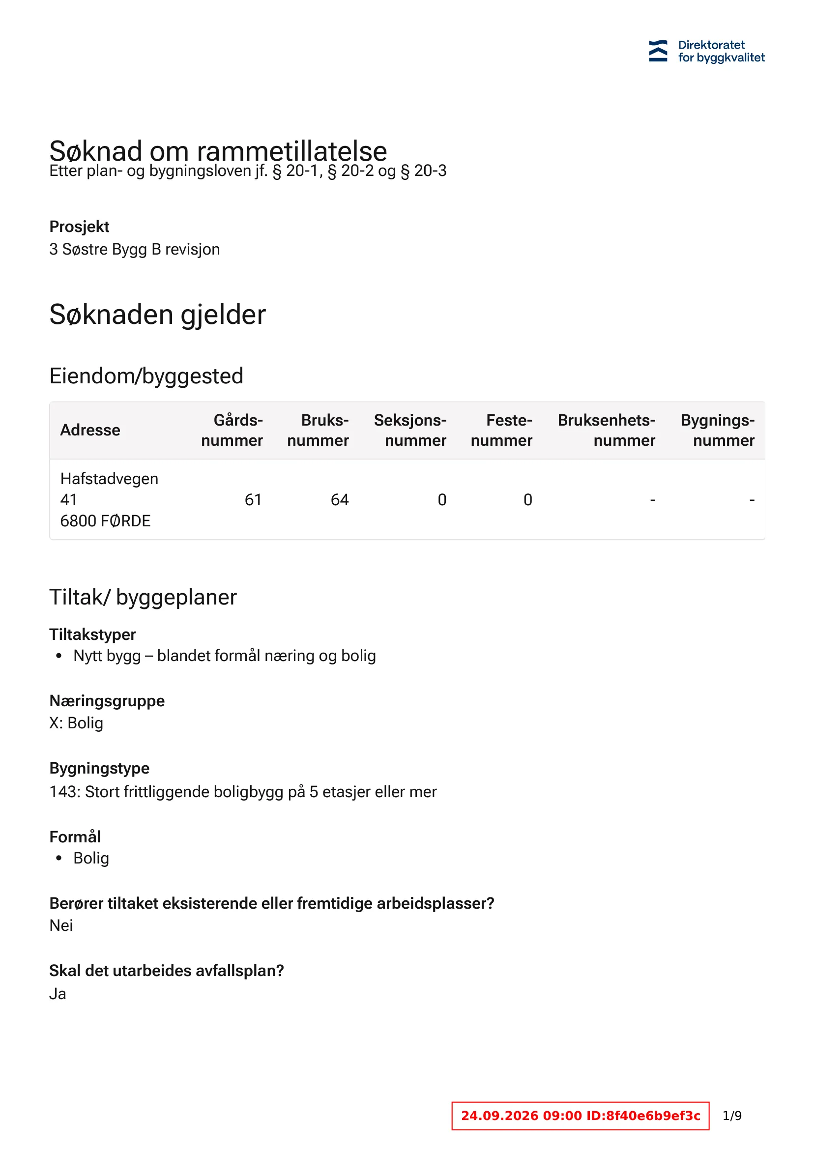 Søknad om rammetillatelse