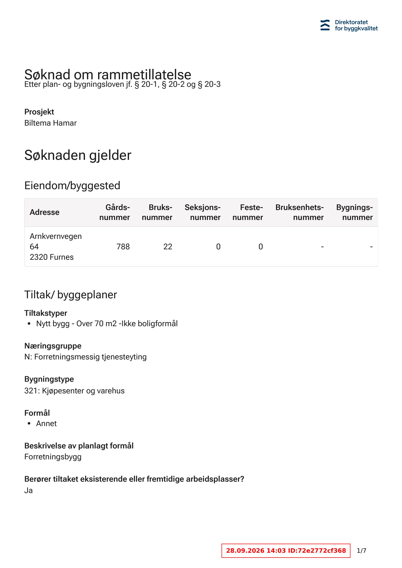 Søknad om rammetillatelse