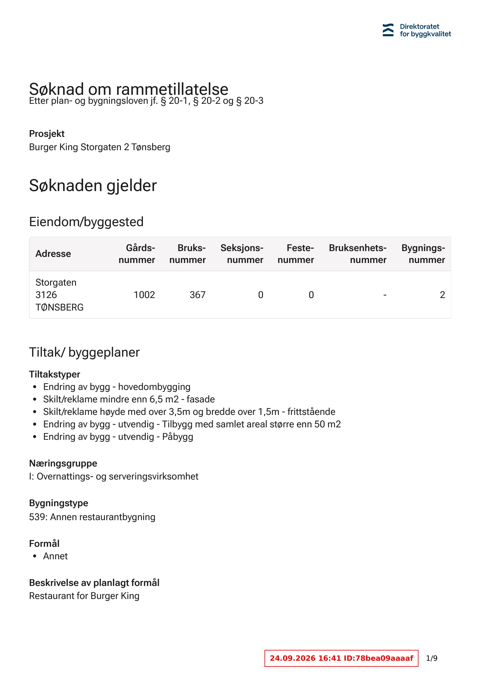 Søknad om rammetillatelse