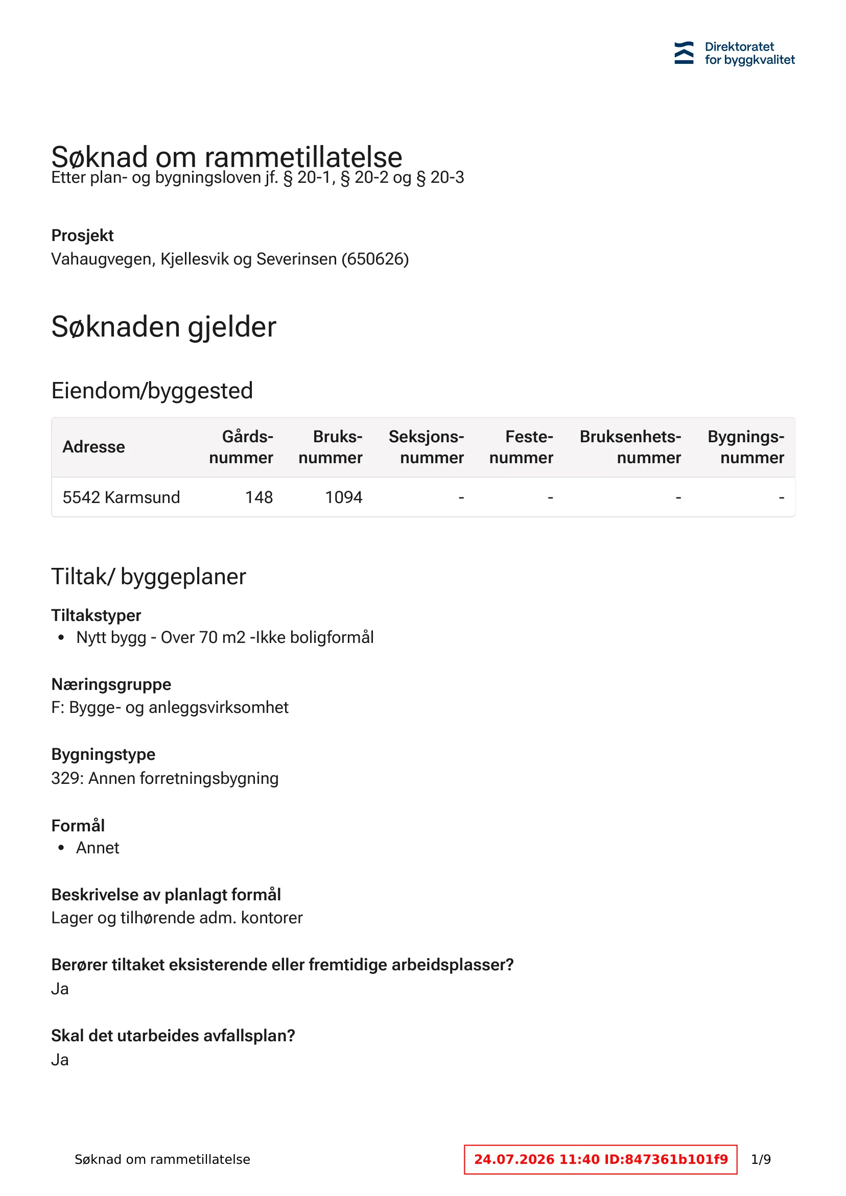 Søknad om rammetillatelse