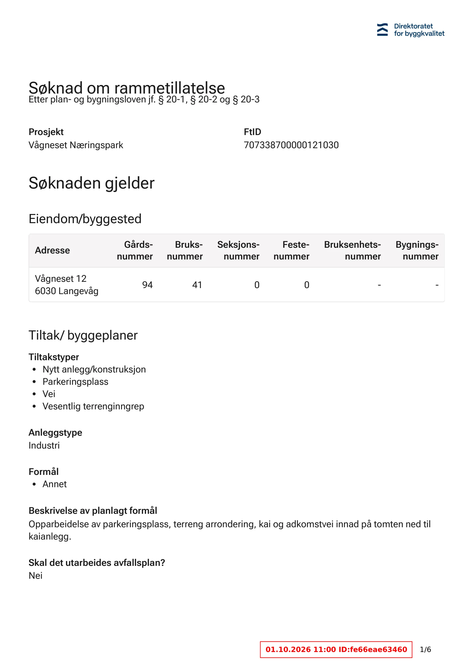 Søknad om rammetillatelse