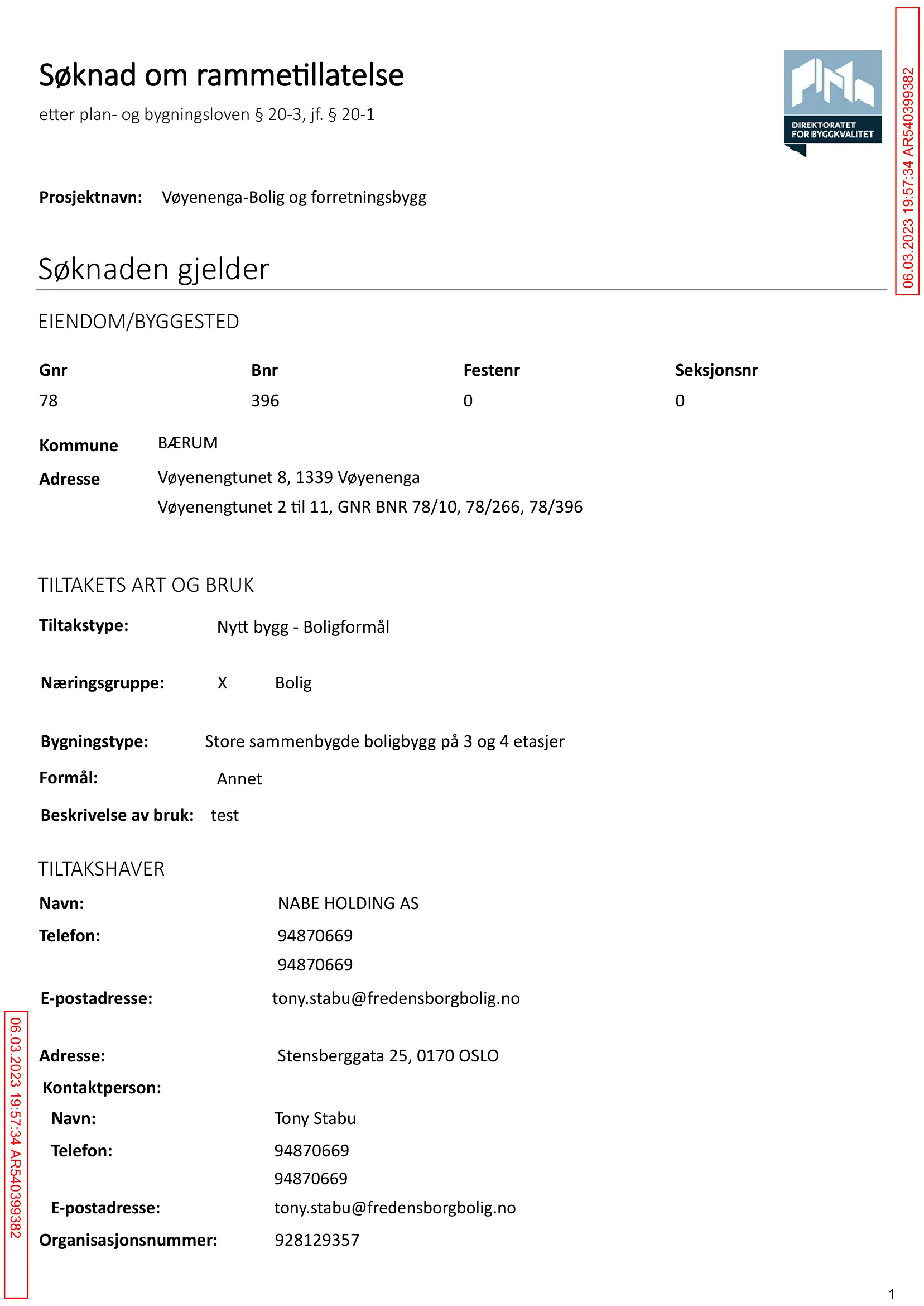 Søknad om rammetillatelse