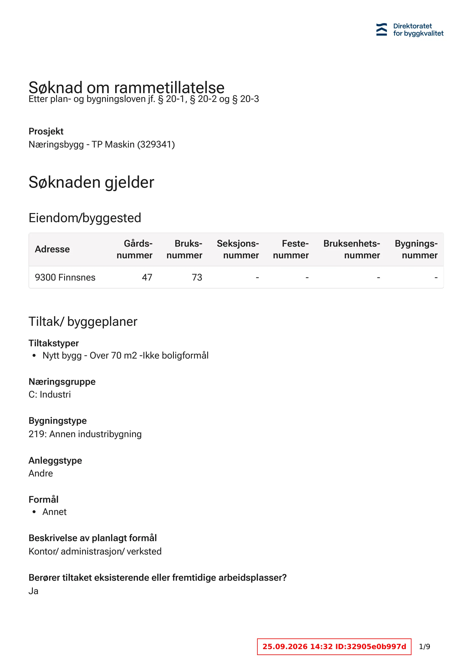 Søknad om rammetillatelse