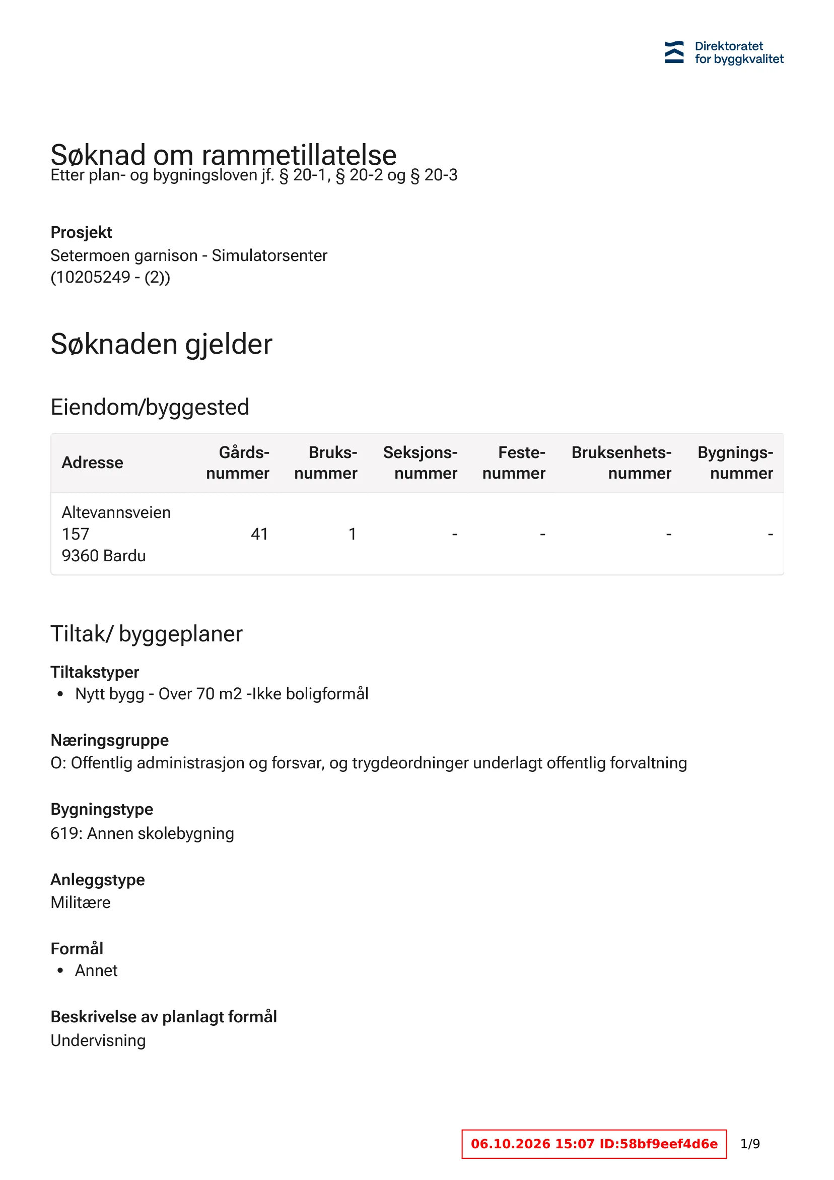 Søknad om rammetillatelse