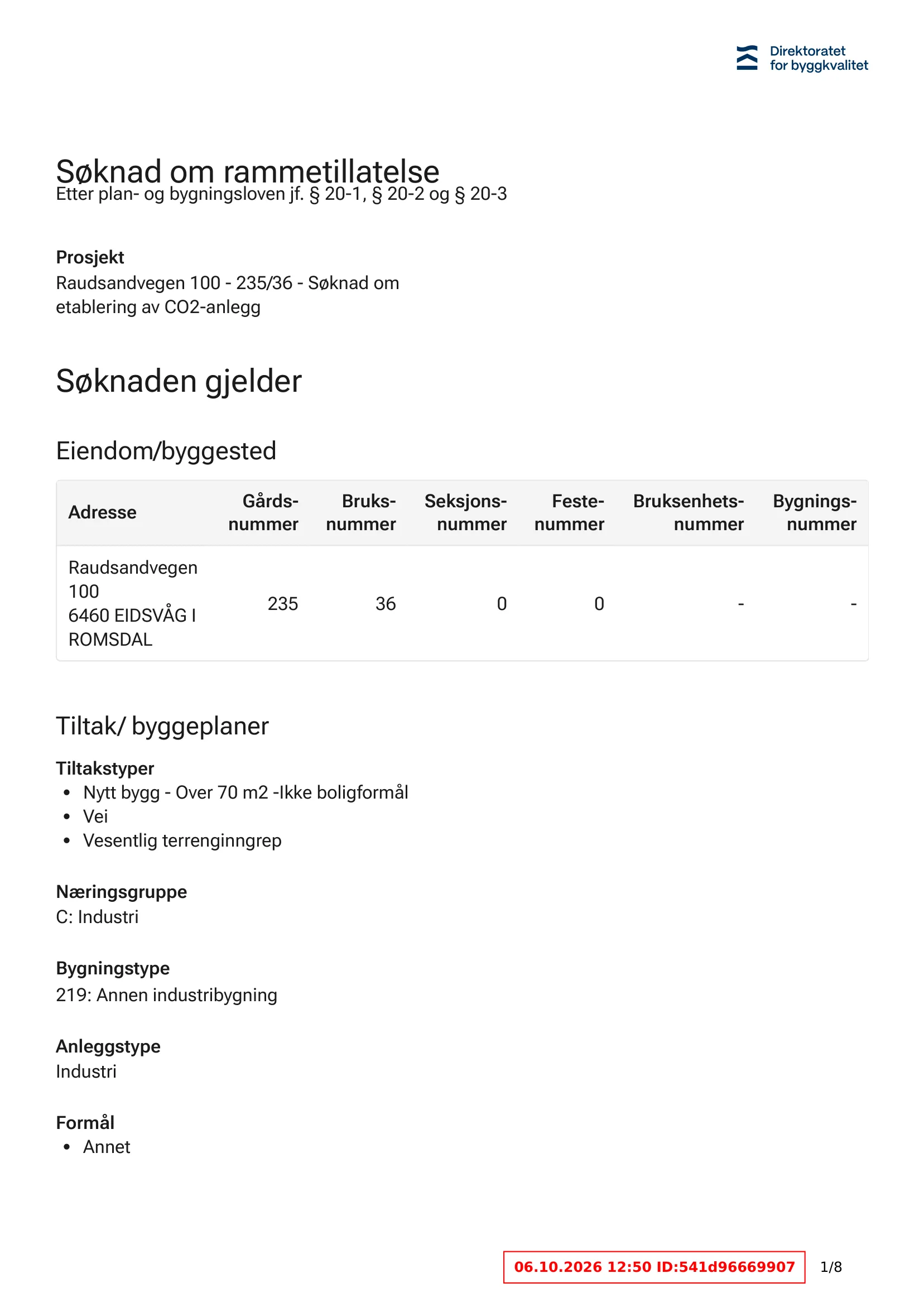 Søknad om rammetillatelse