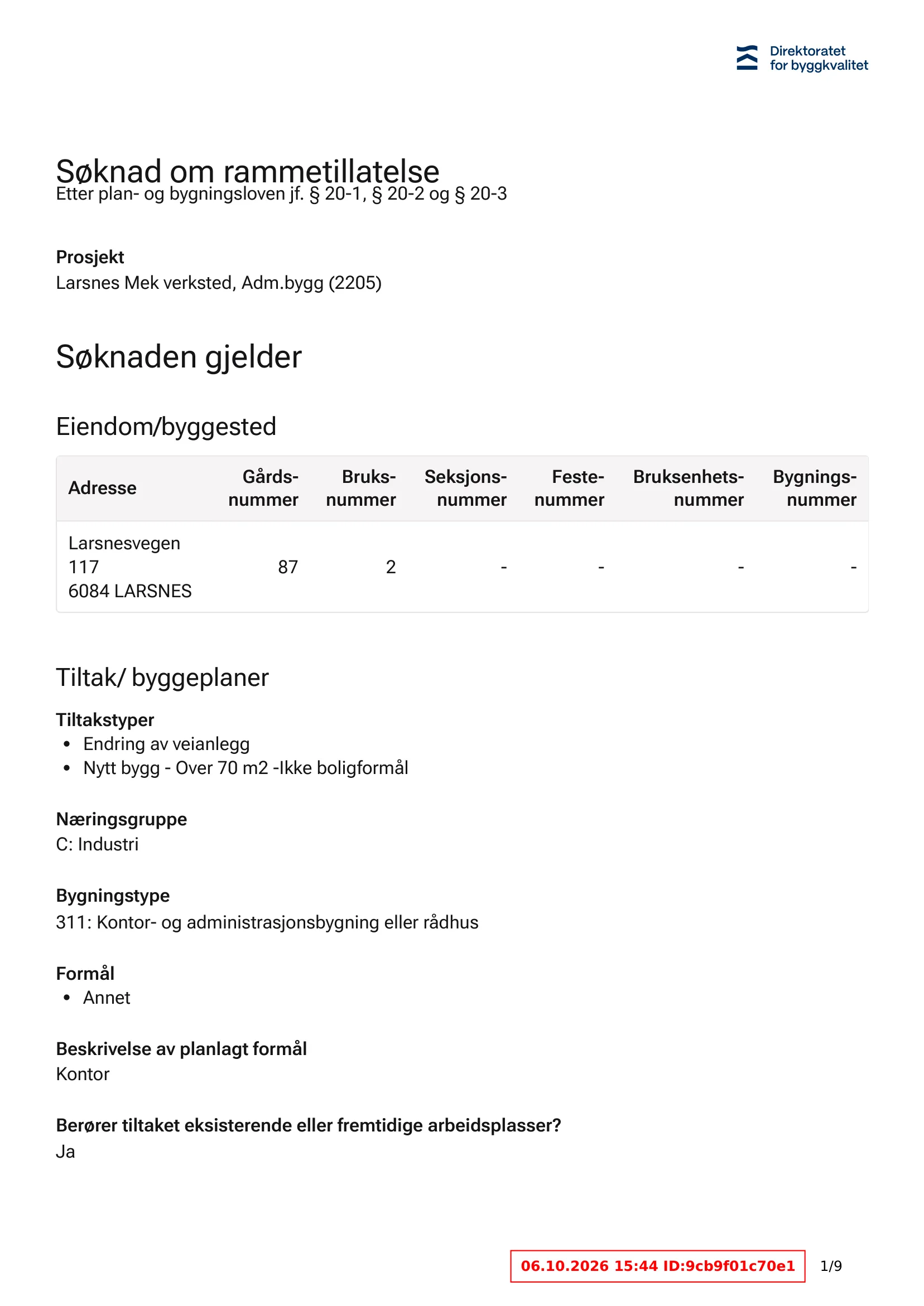 Søknad om rammetillatelse