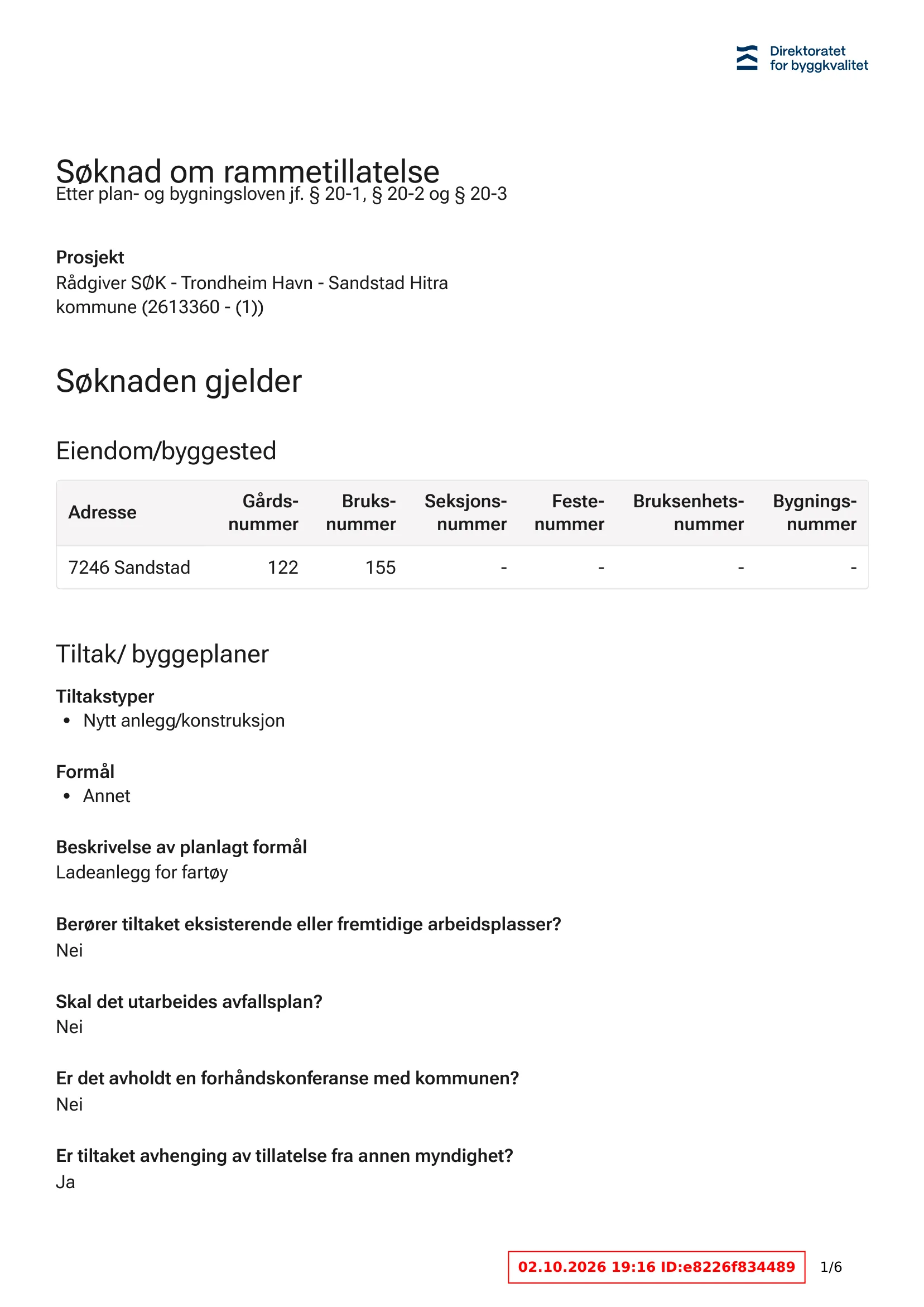 Søknad om rammetillatelse