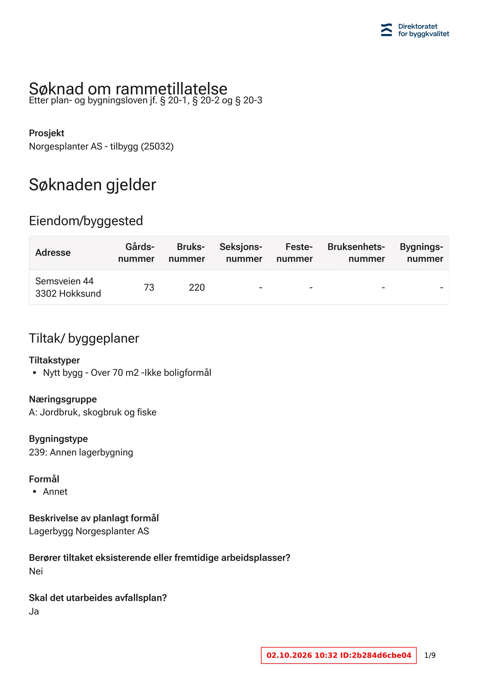 Søknad om rammetillatelse
