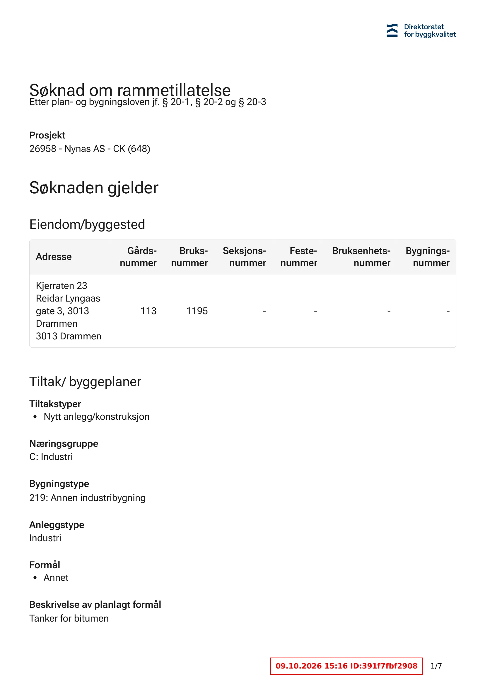 Søknad om rammetillatelse