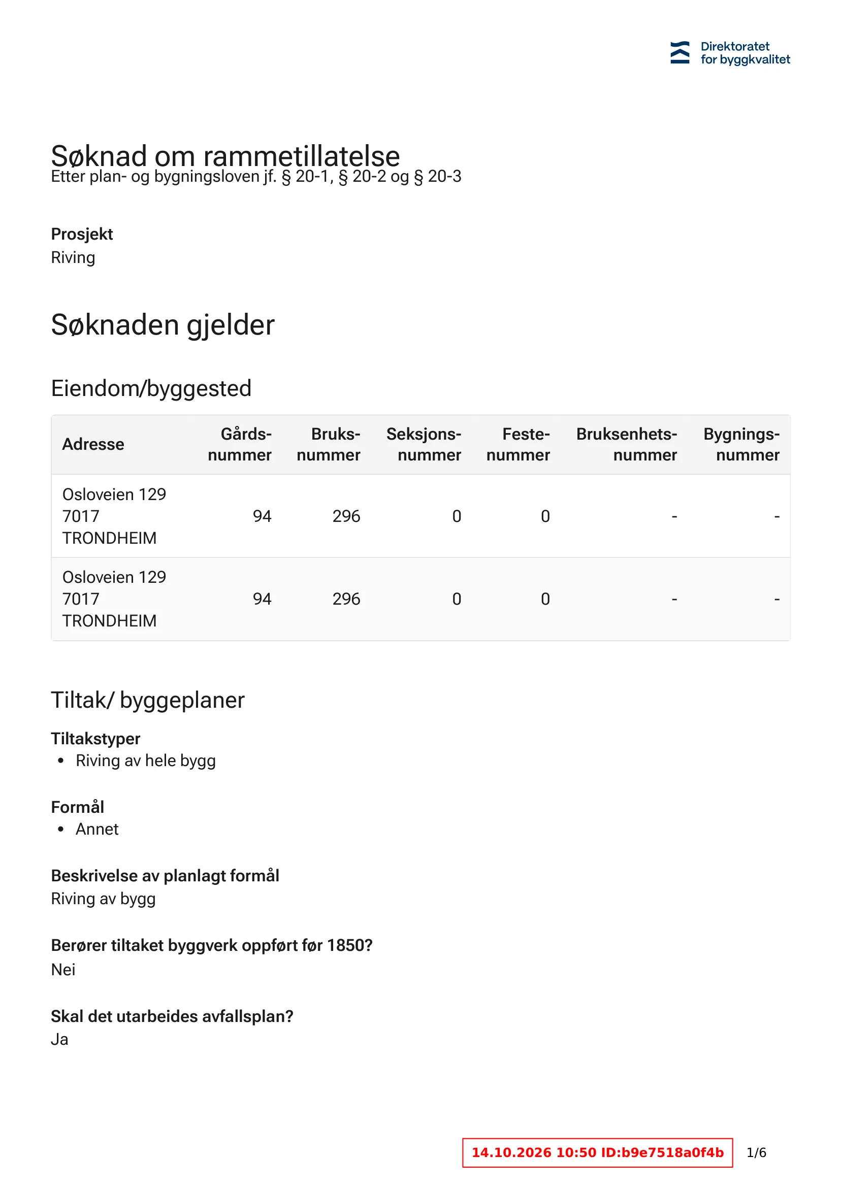Søknad om rammetillatelse