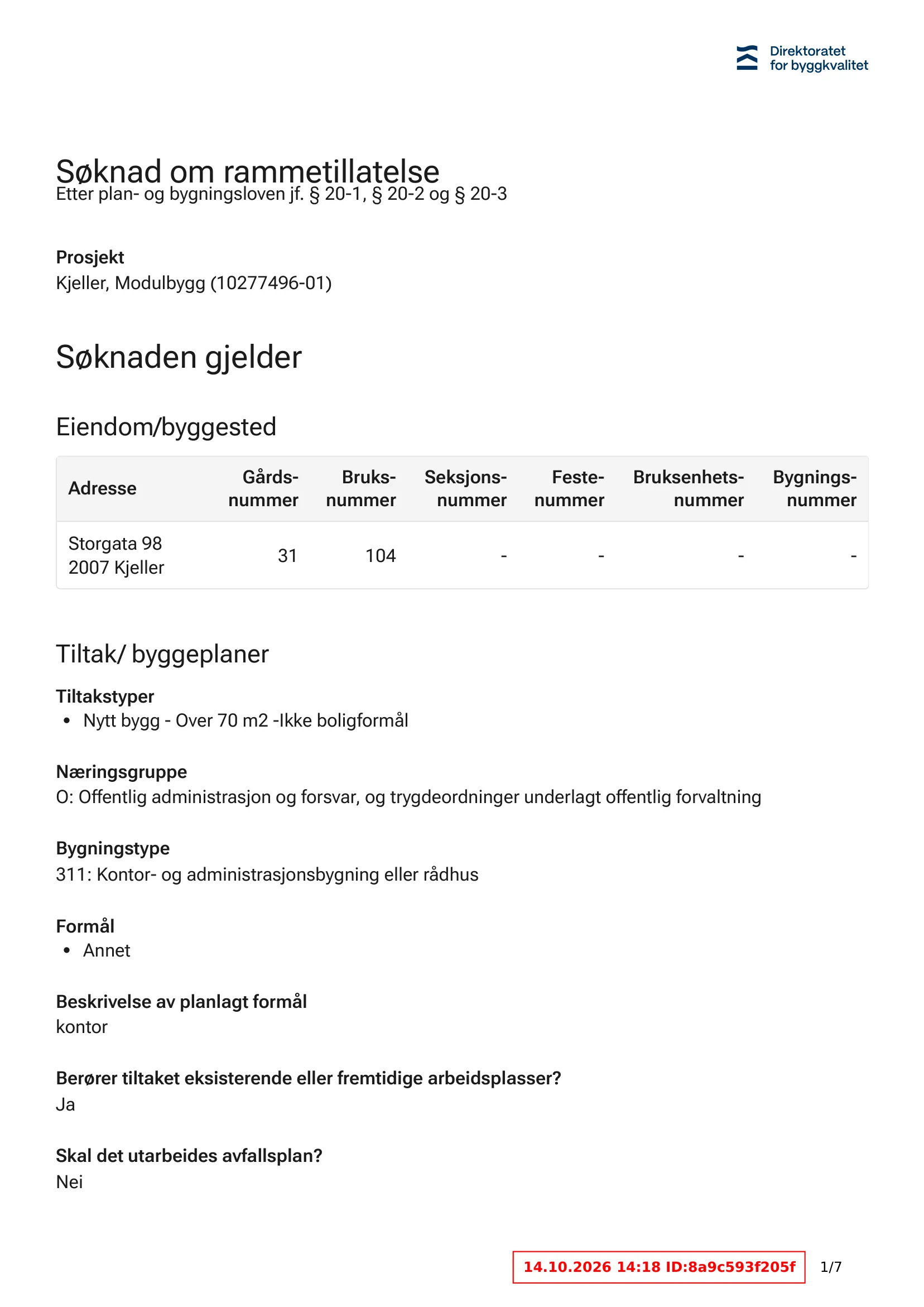 Søknad om rammetillatelse