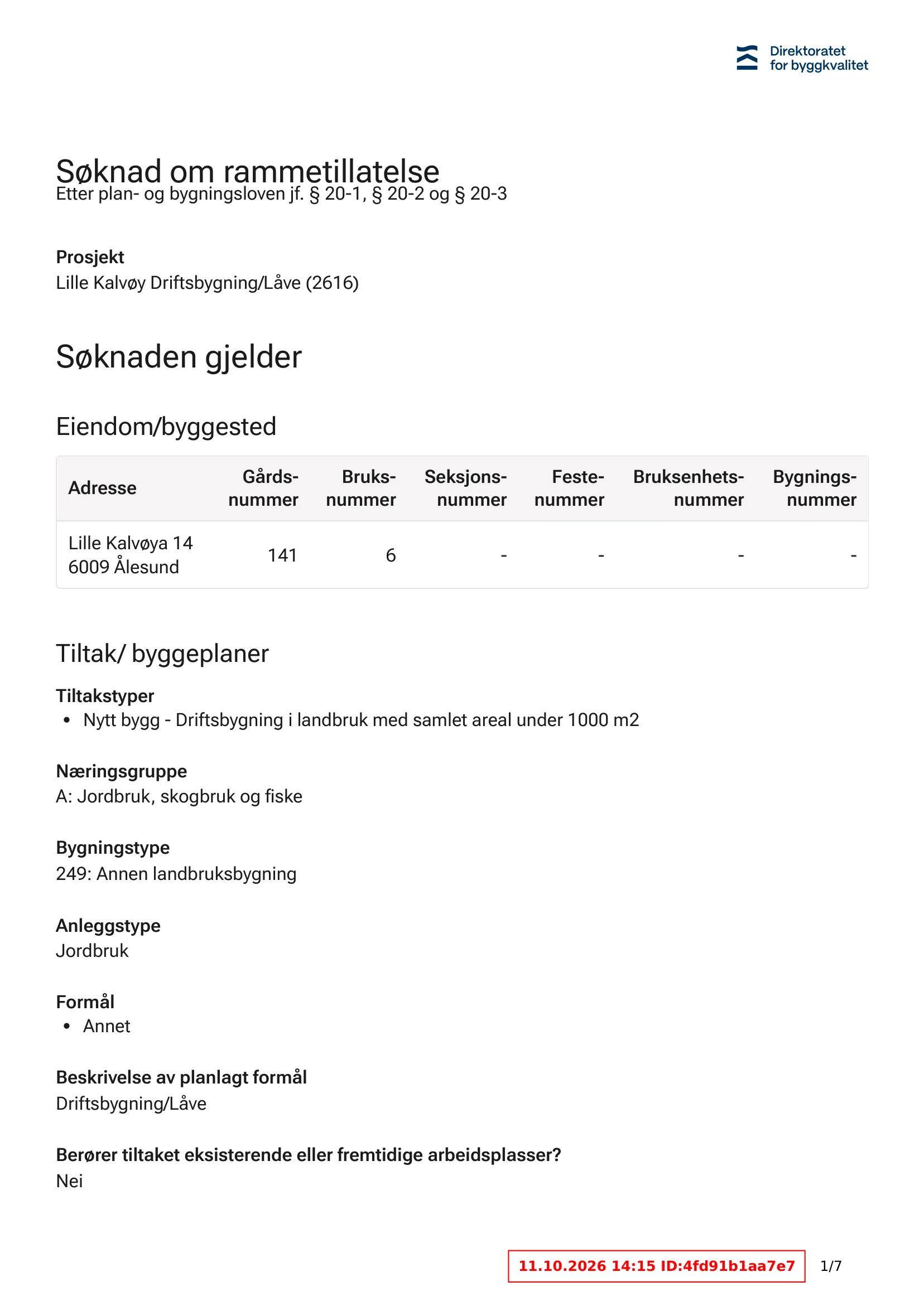 Søknad om rammetillatelse