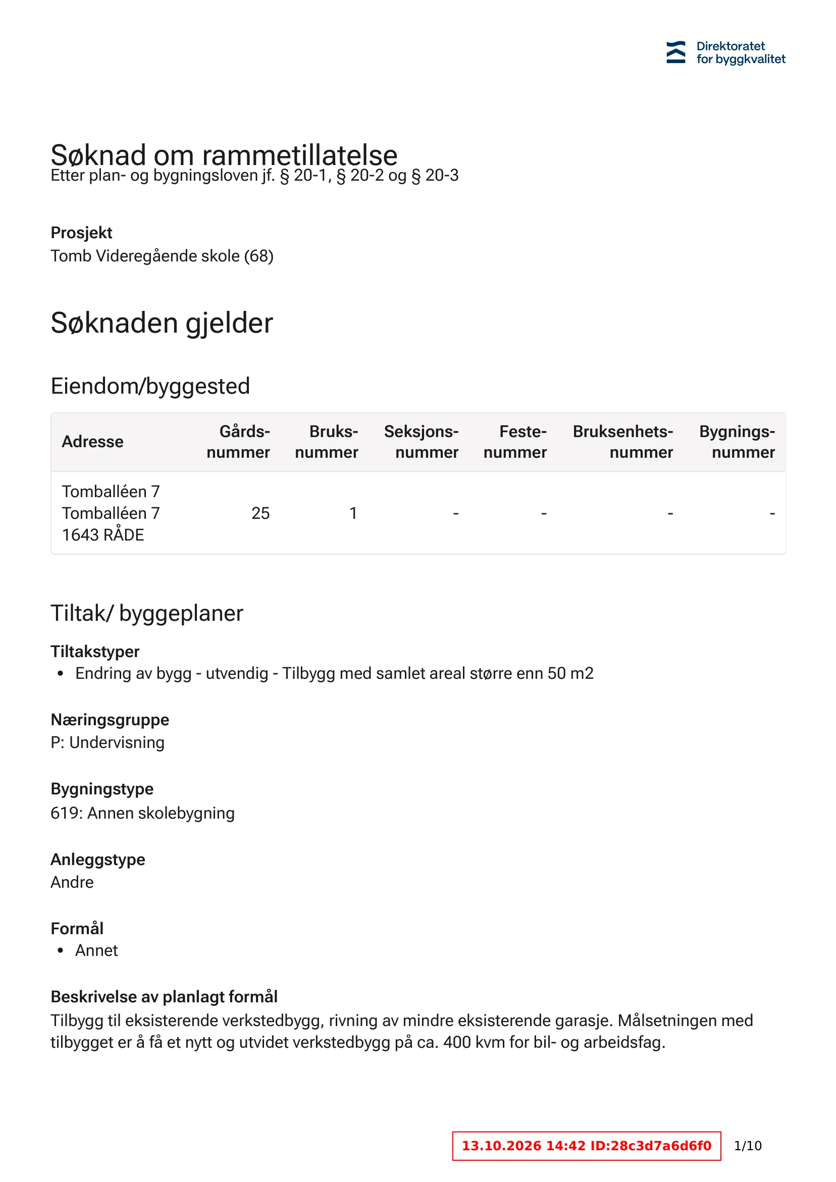 Søknad om rammetillatelse