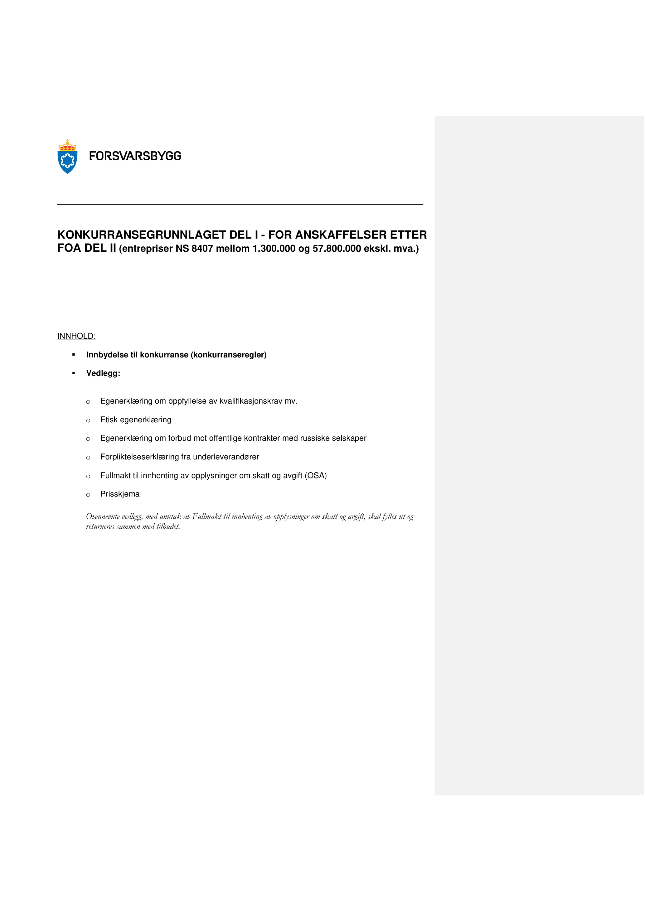 Konkurransebeskrivelse