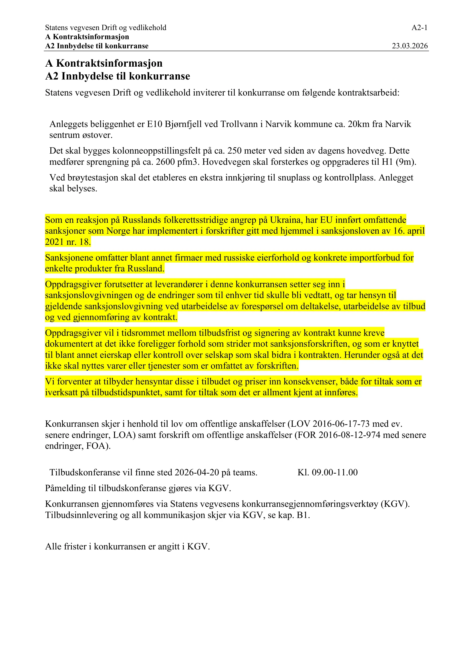 Konkurransebeskrivelse