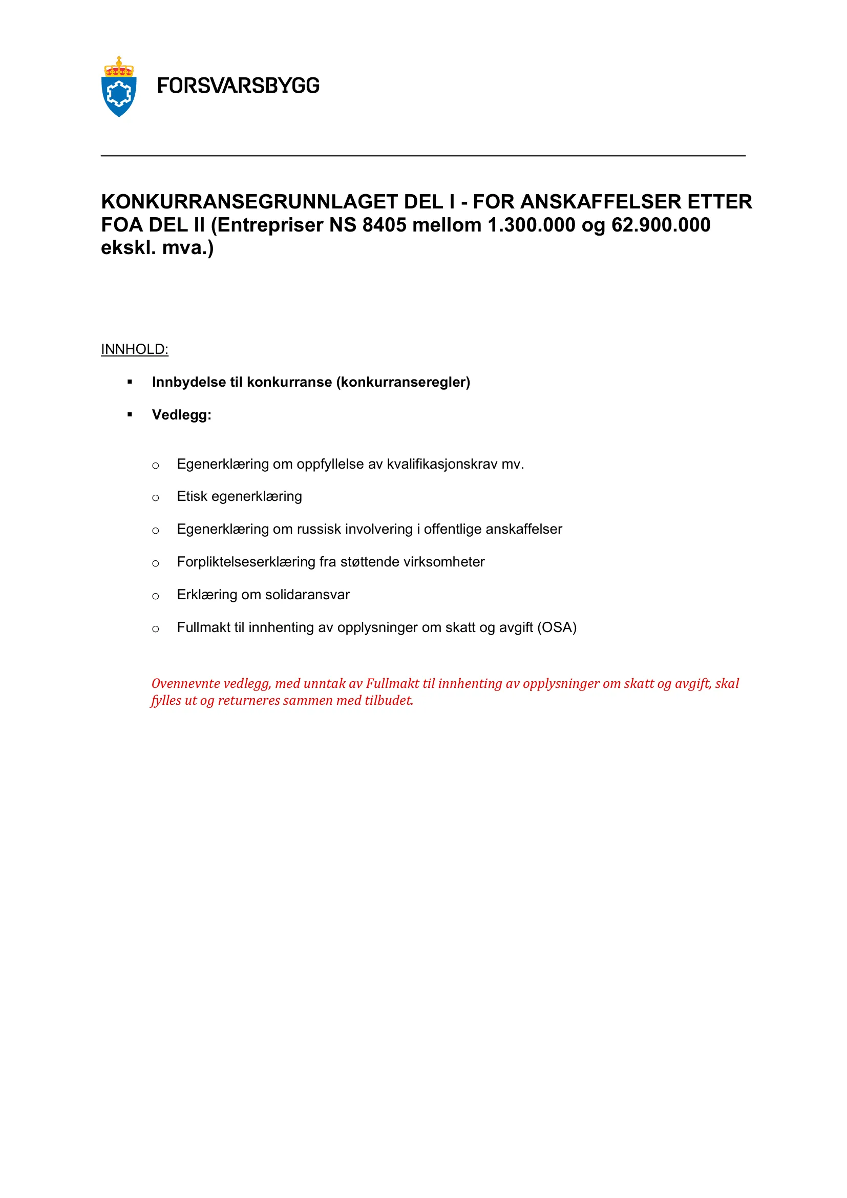 Konkurransebeskrivelse