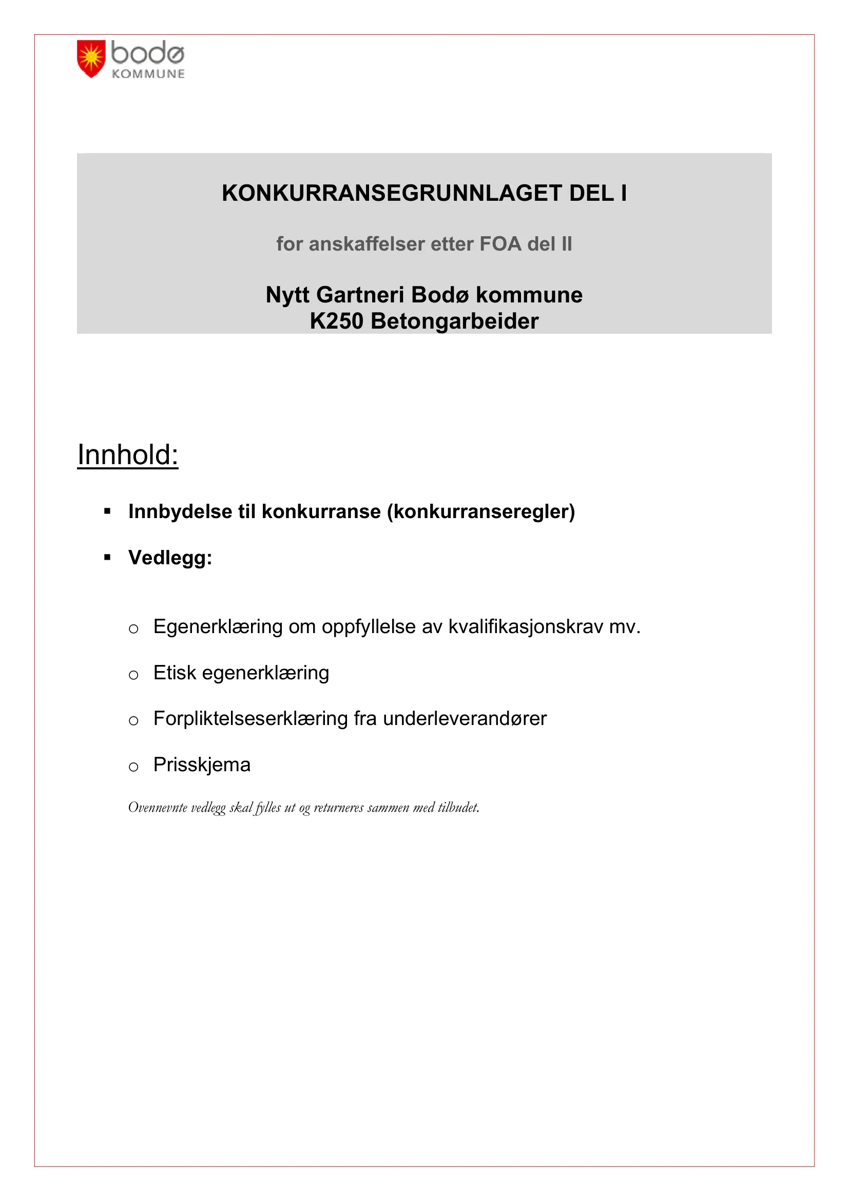 Konkurransebeskrivelse